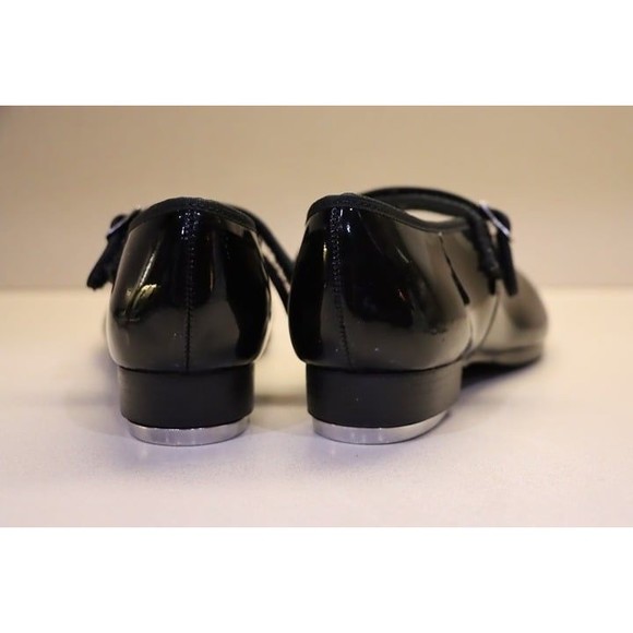 capezio teletone size 2w tap shoes little girls wide black maryjane 3800 dance - Picture 6 of 9